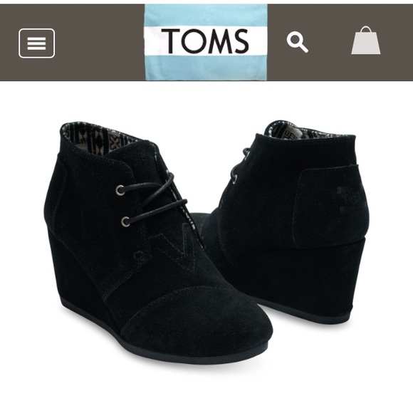 TOMS Desert Wedge Bootie - 7.5 Black Suede