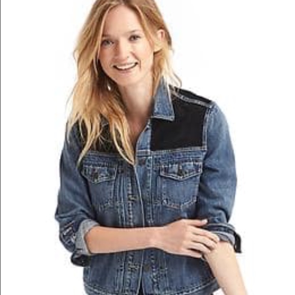 GAP Jackets & Blazers - Gap Velvet Patch Denim Jacket