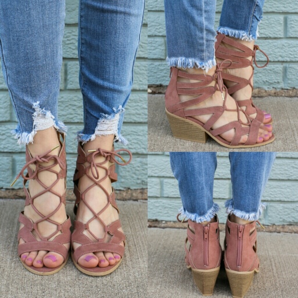 //The Vanessa// Mauve lace up open toe Sandal - Picture 5 of 5