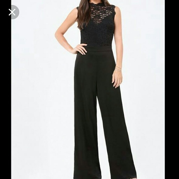 Black Bebe Jumpsuit Lacetop