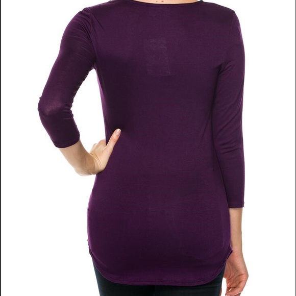 💥HP💥Plum Perfect Lace Up Top - Picture 3 of 5