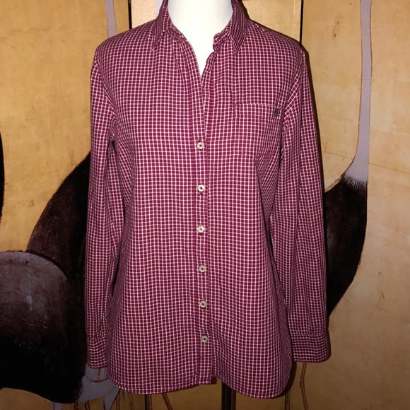 Like New Tommy Hilfiger Red-Wt Plaid Button Down S