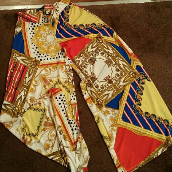 Bold print wide leg palazzo pants