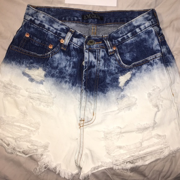 Distressed/bleached high waisted shorts