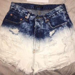 Distressed/bleached high waisted shorts