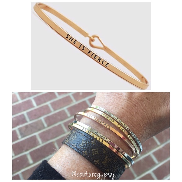 Boutique Jewelry - Rose Gold "She Is Fierce" Mantra Bracelet