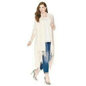 Melissa McCarthy Seven7 Fringe Cardigan Sweater