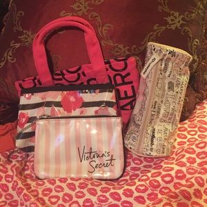 Assortment of makeup bags.