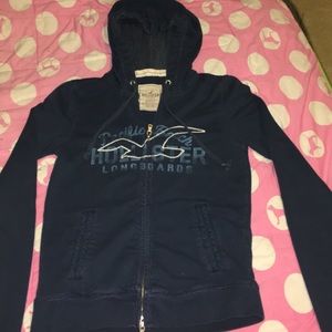 Hollister zip up hoodie sweatshirt navy blue L