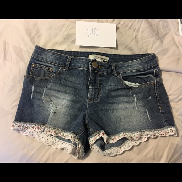 Denim shorts with floral detail