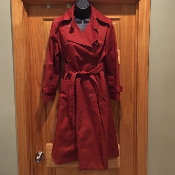 rust colored trench coat