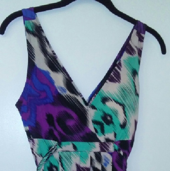 NWT. Long Blurred Multicolored  Slinky Maxi Dress