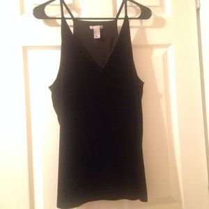 H&M Black Velvet Strappy V-neck Tank