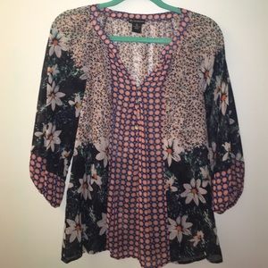 Floral print chiffon blouse