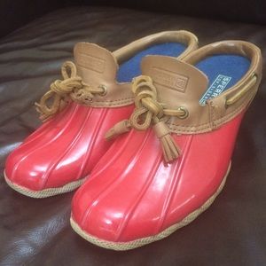 Red Sperry Duck Boot Slide On Clog