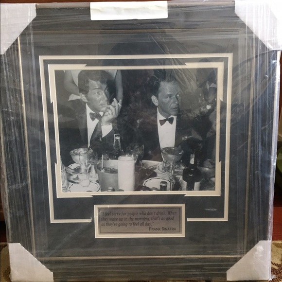 Framed pic of D Martin & F Sinatra drinking quote