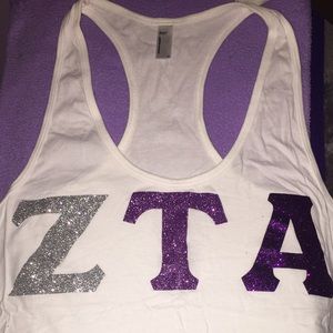 ZTA purple glittery letters