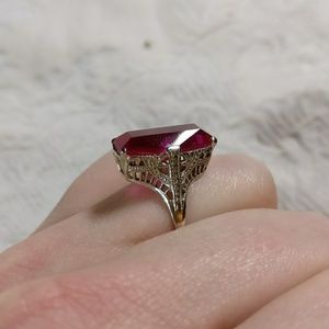Vintage / Antique 14k White Gold Ruby Ring 6