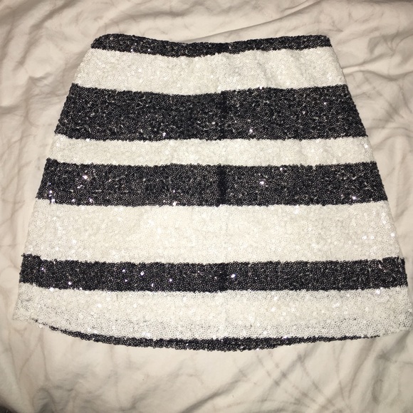 Sequin/striped mini skirt