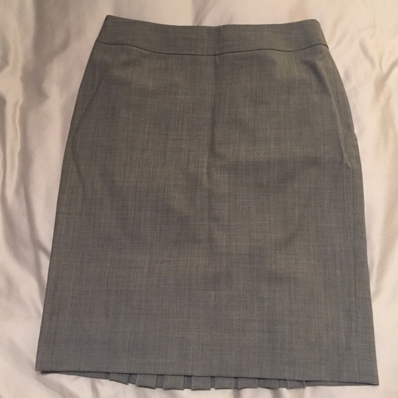 Light gray pencil skirt with back pleating detail
