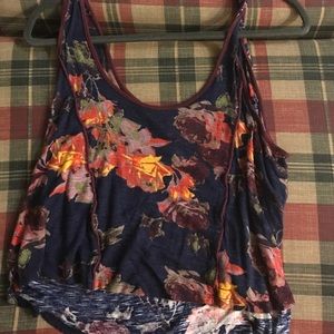 Floral sparkle & fade crop tank