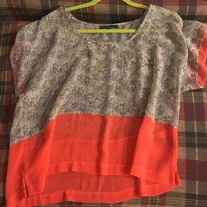 Lucca Couture floral and coral shirt