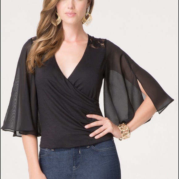 🔥NWT Bebe cropped surplice blouses top