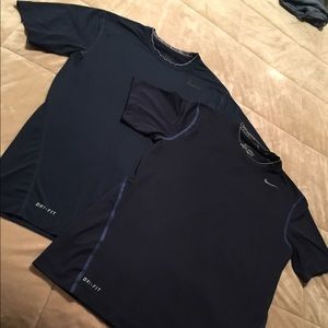 2 Nike "pro" fitted t-shirts