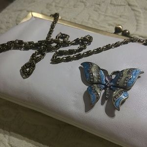 Soft Off White Genuine Leather Clutch Purse