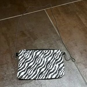 Zebra stripped sequence purse