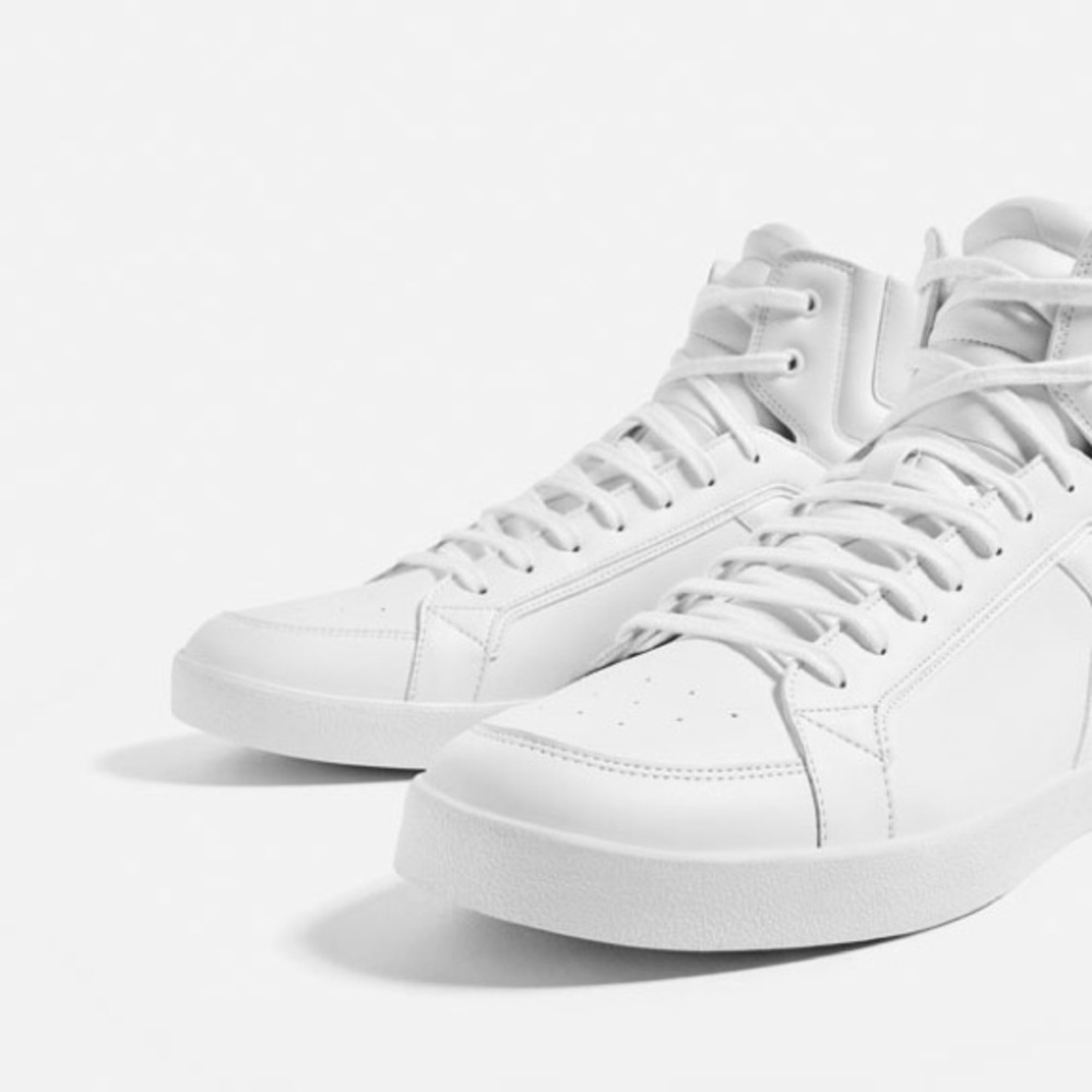 NWT Zara Sneakers - All White High Top - Picture 3 of 4