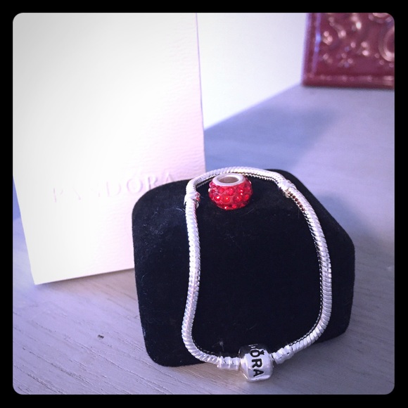 Pandora bracelet with red sparkly charm ❤