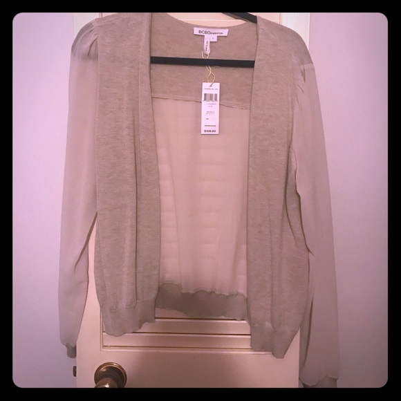 BCBG beige mixed material cardigan