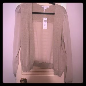 BCBG beige mixed material cardigan