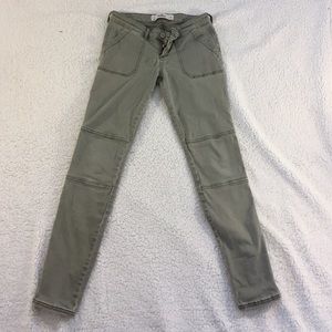 Green utility hollister skinny jeans