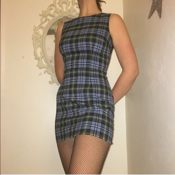 90's plaid shift dress