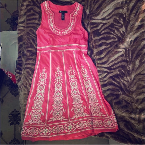 Bright Pink INC Int., A-line Dress, w/embroidery