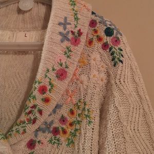 Anthropologie embroidered cardigan/sweater jacket