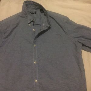 Blue-Grey Striped Chaps Button Down Shirt