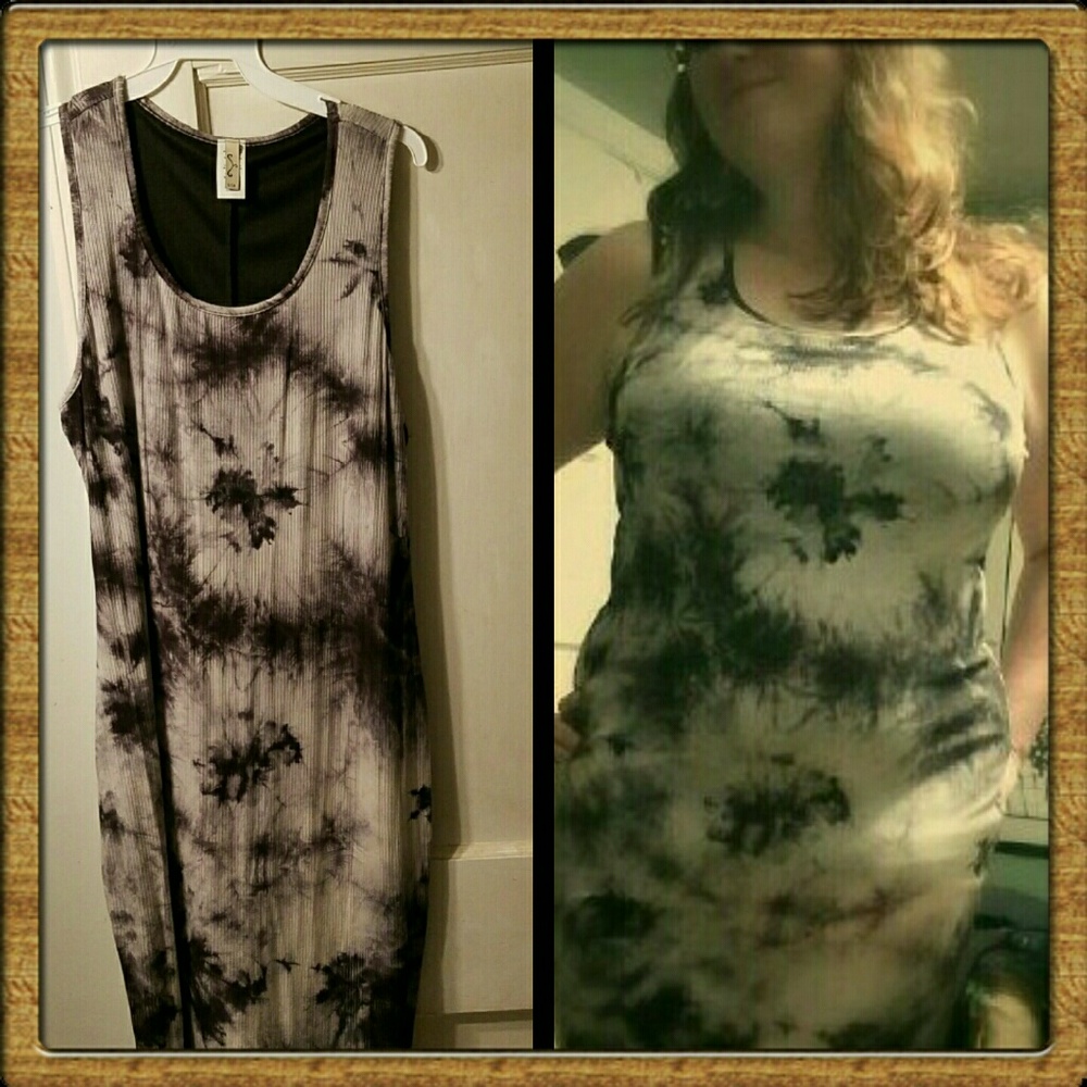 Tie-dye black & white t shirt dress**made in USA**