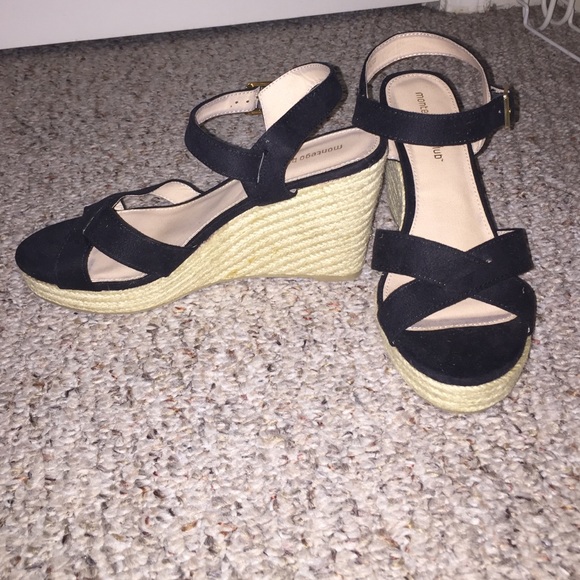 Montego Bay Club Black Strap Wedges