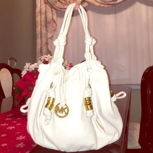 Michael Kors Vanilla Knot Leather Shoulder Handbag