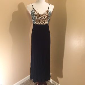 Print and Navy tea length dress