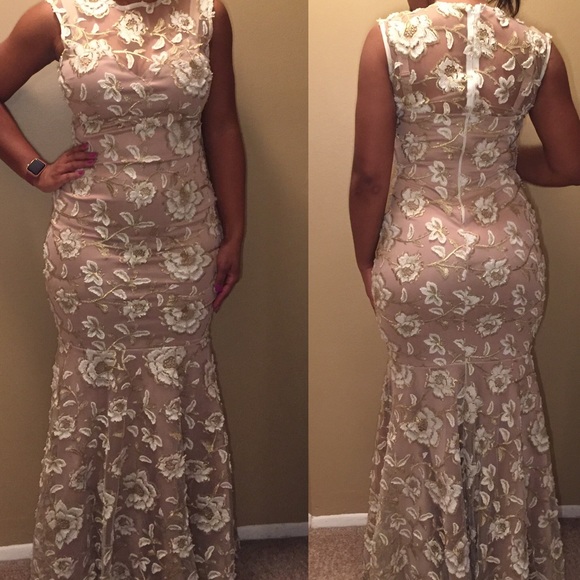 Dresses & Skirts - New STUNNING Nude Lace Evening Gown, sz M