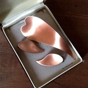 Mid Century Kim Abstract Copper Brooch & Earrings