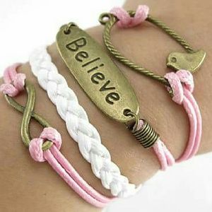 2/$10 Believe Infinity Pink and White Bracelet