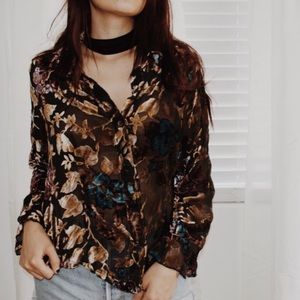 Vintage Sheer top with Velvet Detail.