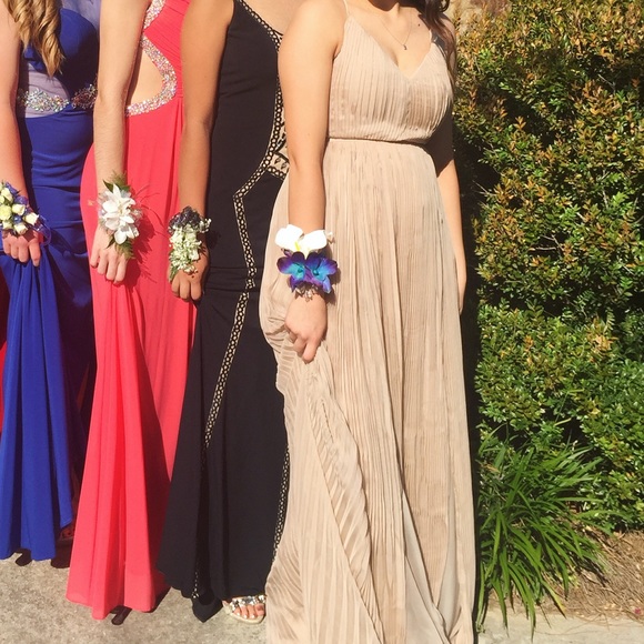 Champagne Selena Gomez prom dress