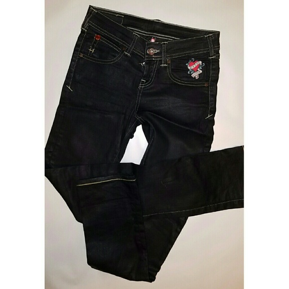 Vintage Evisu Loves Puma Jeans Black 24 x 32