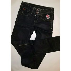 Vintage Evisu Loves Puma Jeans Black 24 x 32
